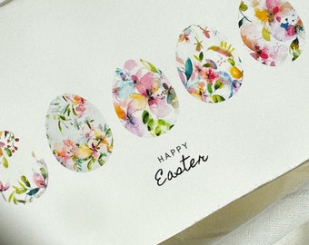 Kleurrijke paaskaarten ~~ grillige handgemaakte paaswenskaarten met pastelkleurige bloemeneieren
