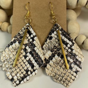 Earrings- Snake skin with silver drop