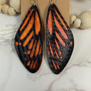 Earrings-Monarch Butterfly orange