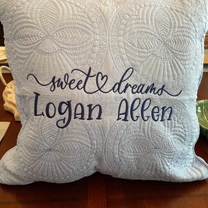 Baby pillow sham, embroidered name, personalized, sweet dreams