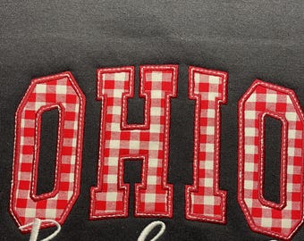 Sweatshirt- Ohio, borduursels, applicaties, ruiten