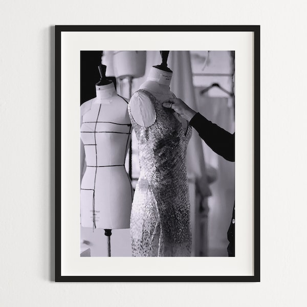 Black & White Fashion Designer Aesthetic Wall Art | Luxury Dress Poster | Retro Teen Girl Photo | Printable Vintage Room Decor | DIGITAL