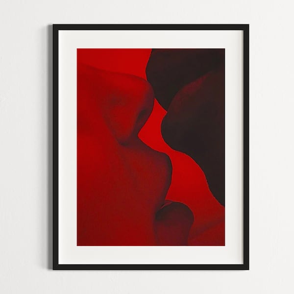 Hot Red Lovers Poster | Boujee Red Aesthetic Teen Girl Room Decor | Fashion Designer Dark Red in Paris | Vintage Neon Red Wall Art -DIGITAL