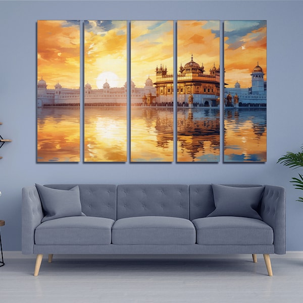 Golden Temple Amritsar Canvas Wall Art, Large Framed Canvas Wall Art, Extra Large Framed Canvas Wall Art, Multi Panel Wall Art, Modern Art