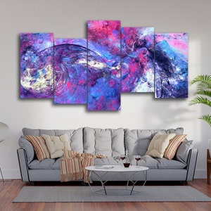 Bright Artistic Splashes Color 5 Piece Canvas Wall Art, Large Framed 5 Panel Canvas Wall Art, Extra Large Framed Canvas Wall Art, Modern Art