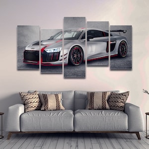 Audi R8 LMS GT4 5 peças de arte de parede em tela, grande arte de parede em tela com 5 painéis emoldurados, arte de parede em tela extra grande emoldurada, arte de parede abstrata moderna