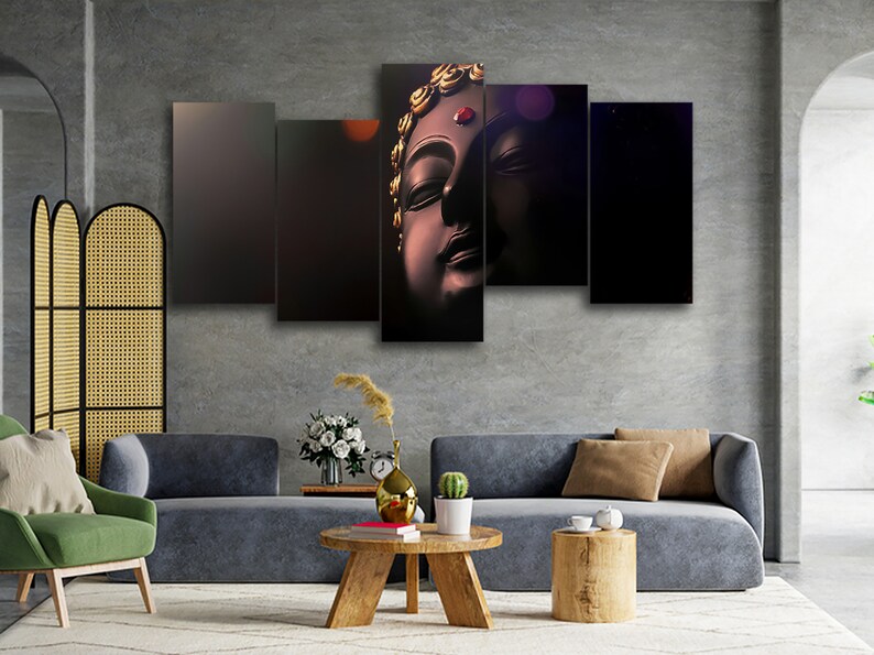 Peaceful Buddha Statue 5 Piece Canvas Wall Art Large Framed 5 - Etsy
