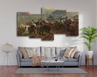 Battle for Stalingrad, World War 2 5 Piece Canvas Wall Art, Large Framed 5 Panel Canvas Wall Art, Extra Large Framed Canvas Wall Art Modern