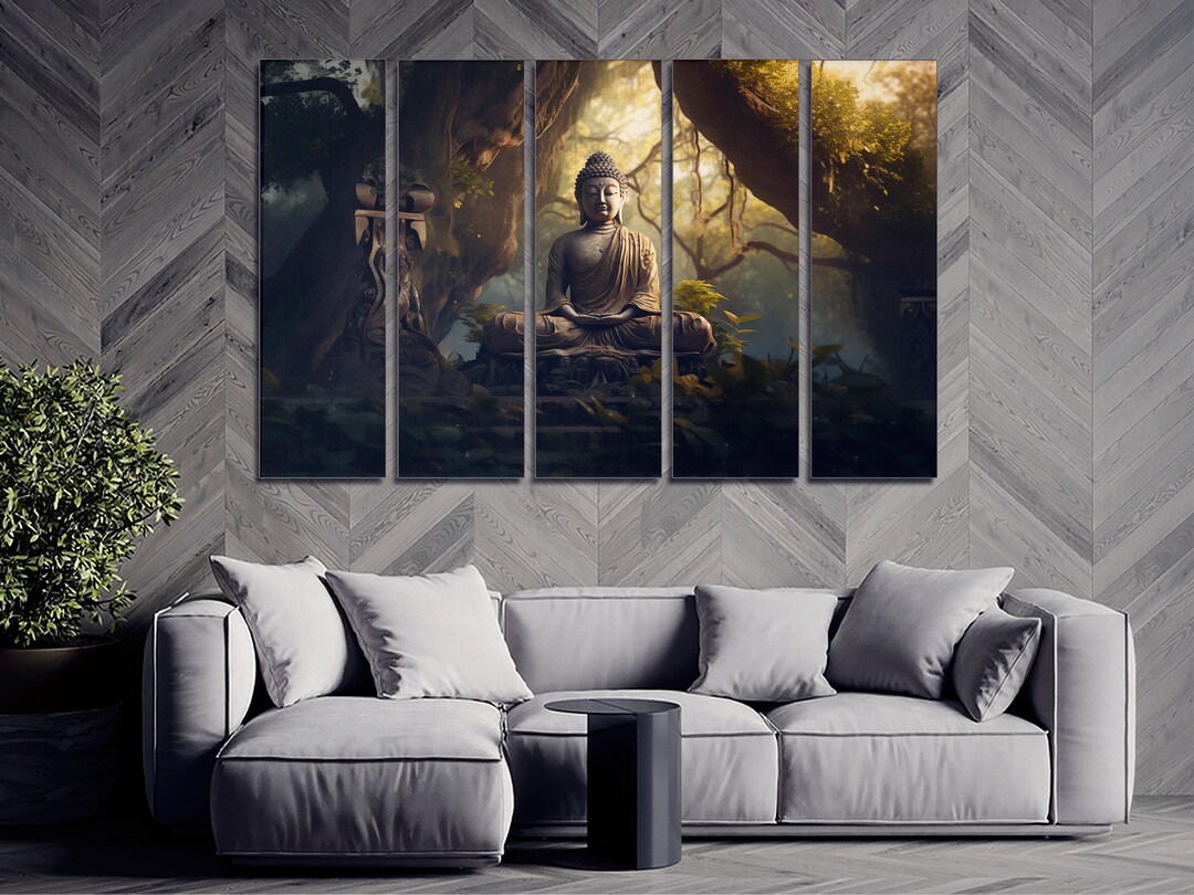 Buddha Meditation Canvas Wall Art, Large Framed Canvas Wall Art, Extra ...