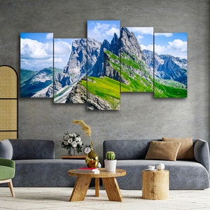 Mountain Peak 5 Piece Canvas Wall Art, Large Framed 5 Panel Canvas Wall Art, Extra Large Framed 5 Piece Canvas Wall Art, Modern Abstract Art