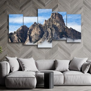 Mountains in the Alps 5 Piece Canvas Wall Art, Large Framed 5 Panel Canvas Wall Art, Extra Large Framed 5 Pieces Canvas Wall Art, Modern Art