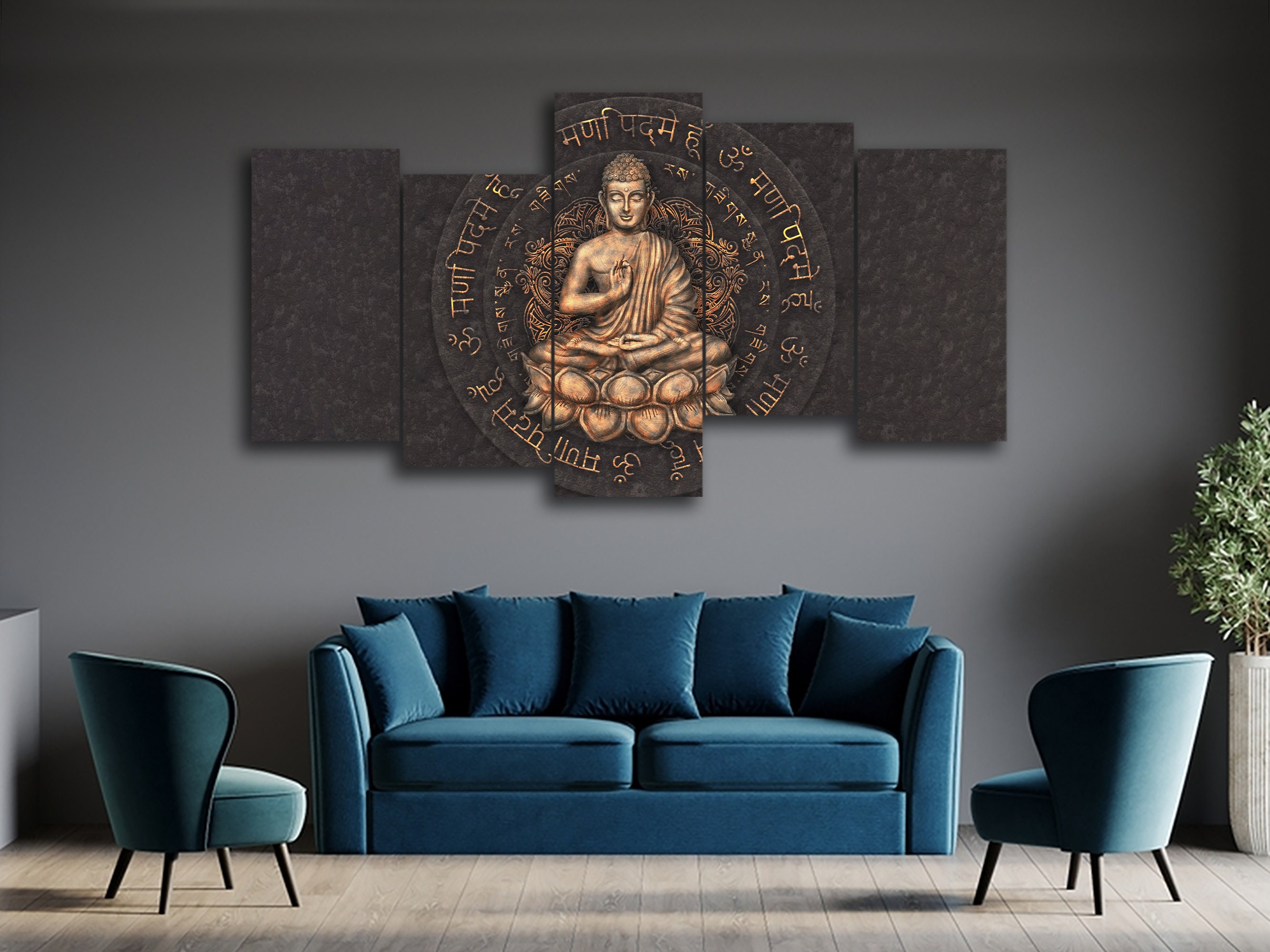 Gautama Buddha Mantra 5 Piece Canvas Wall Art Large Framed 5 - Etsy
