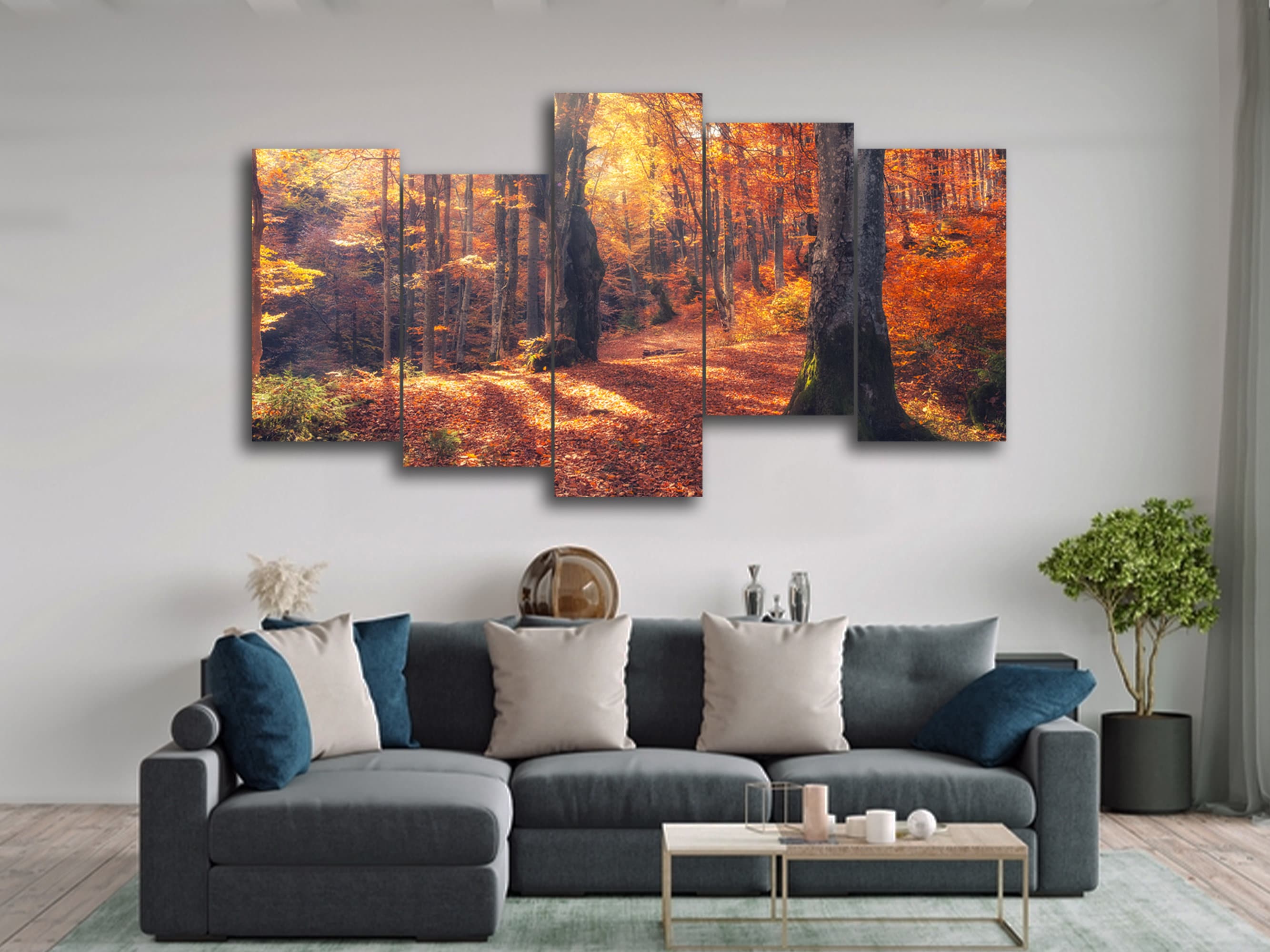 Autumn Forest Nature 5 Piece Canvas Wall Art Large Framed 5 Panel Canvas Wall Art Extra Large Framed Canvas Wall Art Modern Abstract Art Etsy