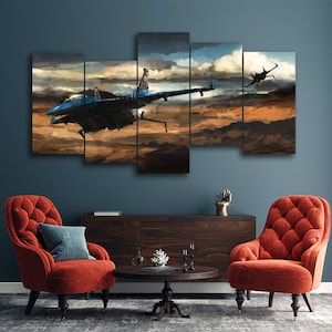 Futuristic Aircraft 5 Piece Canvas Wall Art, Large Framed 5 Panel Canvas Wall Art, Extra Large Framed Canvas Wall Art, Modern Abstract Art