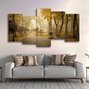 Urban Landscape 5 Pieces Canvas Wall Art, Large Framed 5 Panel Canvas Wall Art, Extra Large Framed 5 Pieces Canvas Wall Art, Modern Abstract
