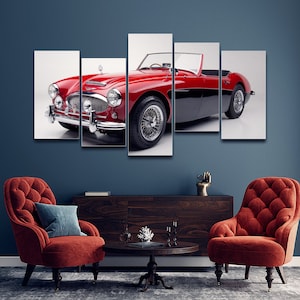 Austin Healey MKII 3000 5 Piece Canvas Wall Art, Large Framed 5 Panel Canvas Wall Art, Extra Large Framed Canvas Wall Art, Modern Wall Art