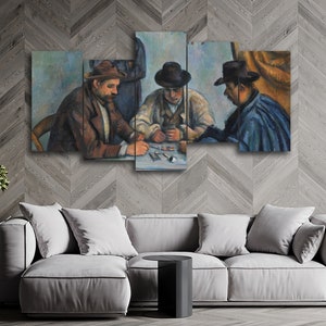 De kaartspelers 5 stuks canvas kunst aan de muur, grote ingelijste 5 panel canvas kunst aan de muur, extra grote ingelijste canvas kunst aan de muur, modern abstract decor
