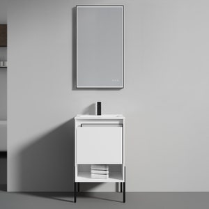 Freestanding Bathroom Vanity Set with Open Shelf & Topmounted Sink