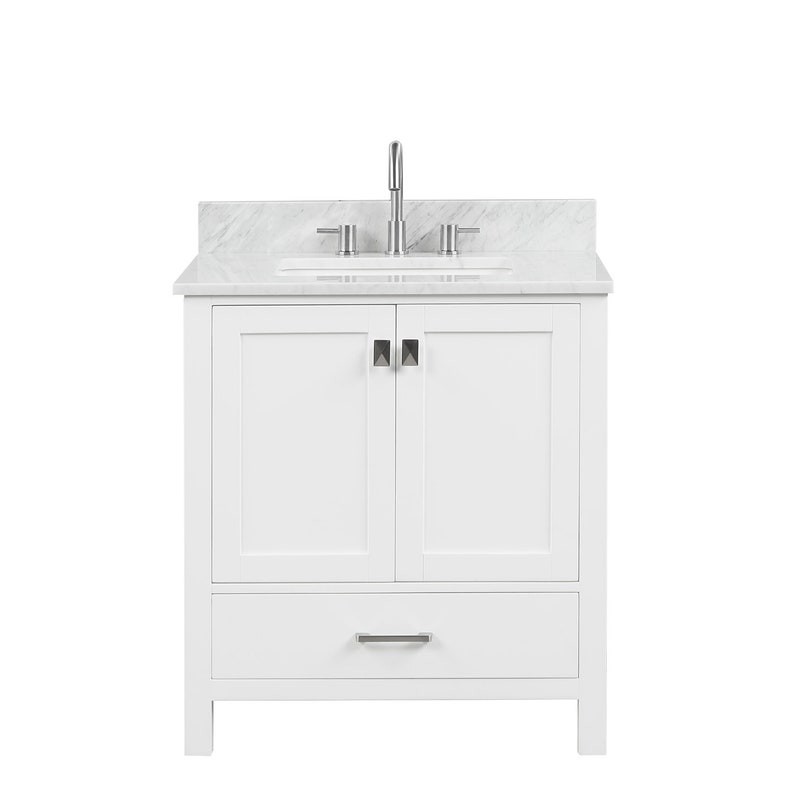 30 Freestanding Bathroom Vanity With Marble Countertop, Undermount Sink