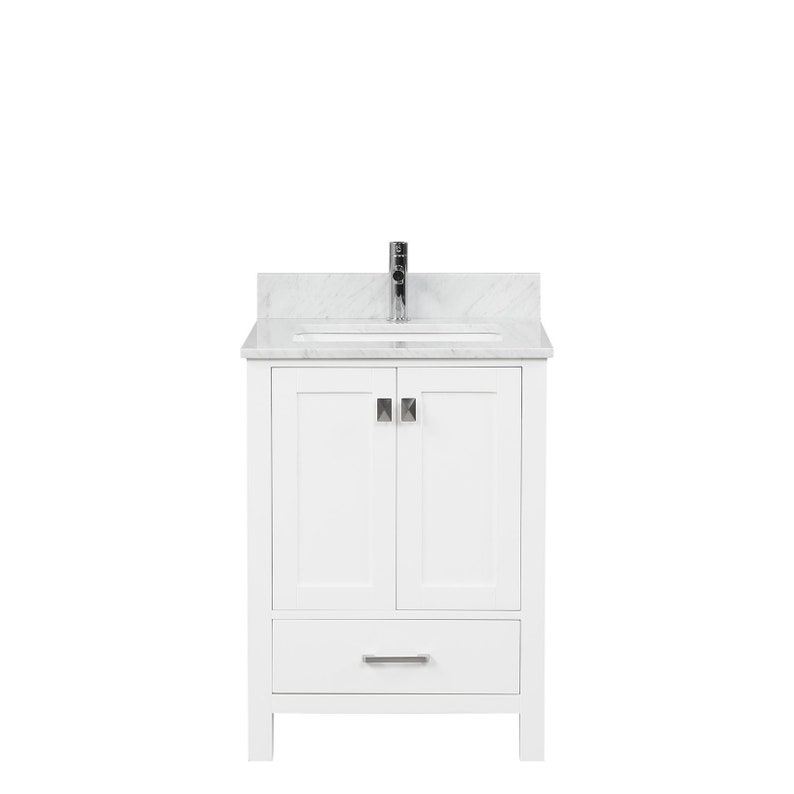 24 Freestanding Bathroom Vanity With Marble Countertop, Undermount Sink