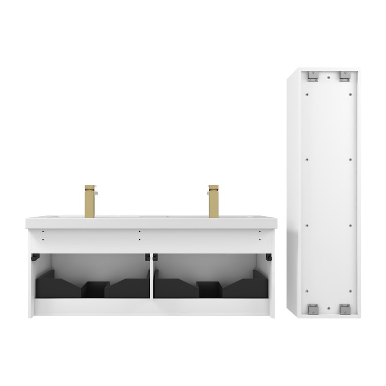 48 Inch Floating Bathroom Vanity With Double Sinks & Two Side Wall Mounted Vanity Etsy