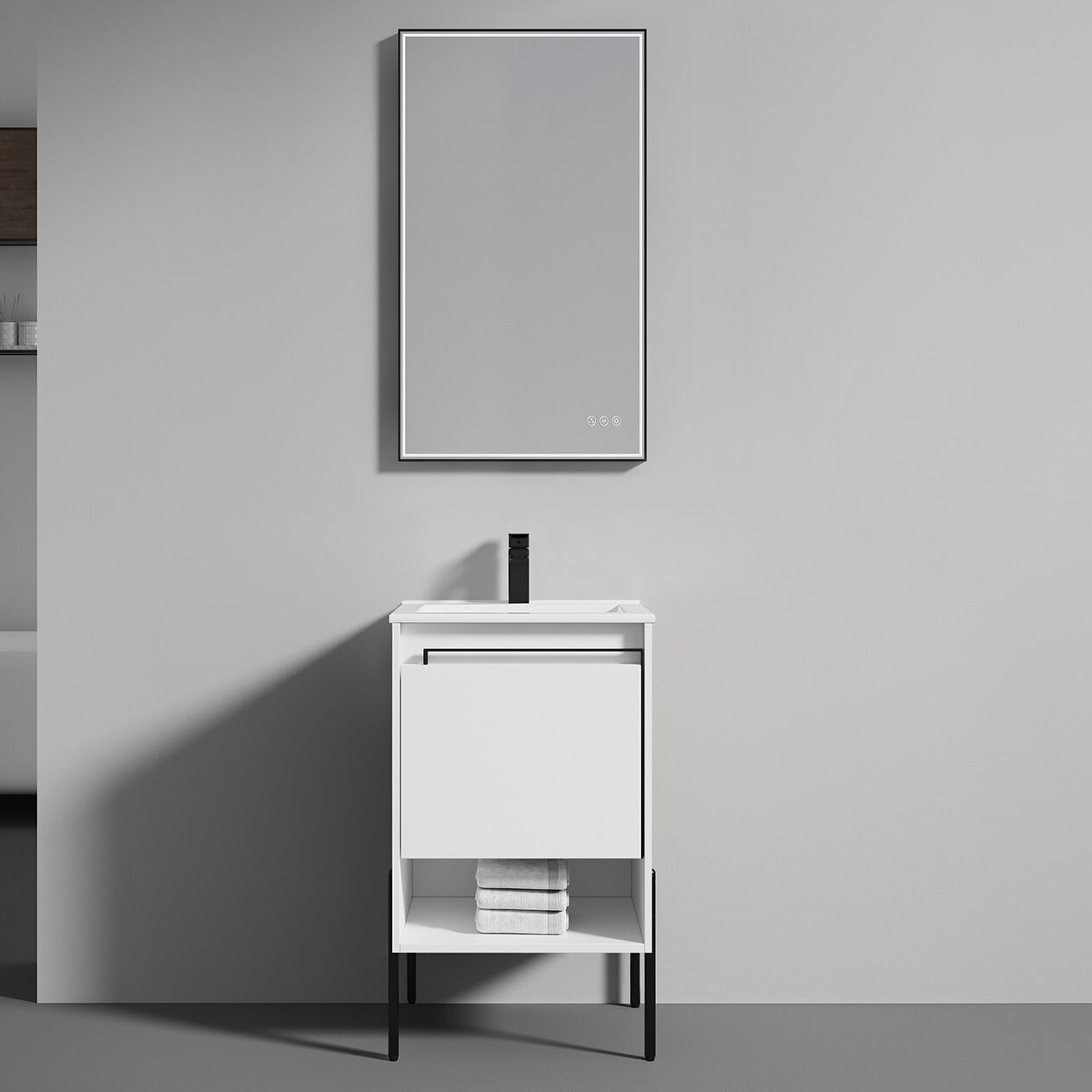 20'' Freestanding Bathroom Vanity Set With Open Shelf & Topmounted Sink 20-inch - Etsy