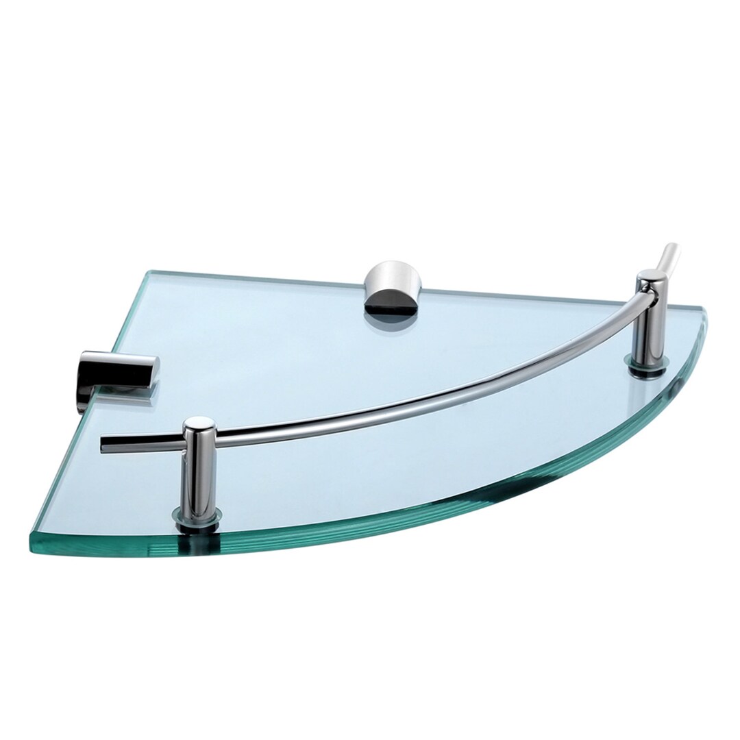 Glass Corner Shelf – Chrome 9.5"x9.5" Corner Shower Shelf Tempered ...