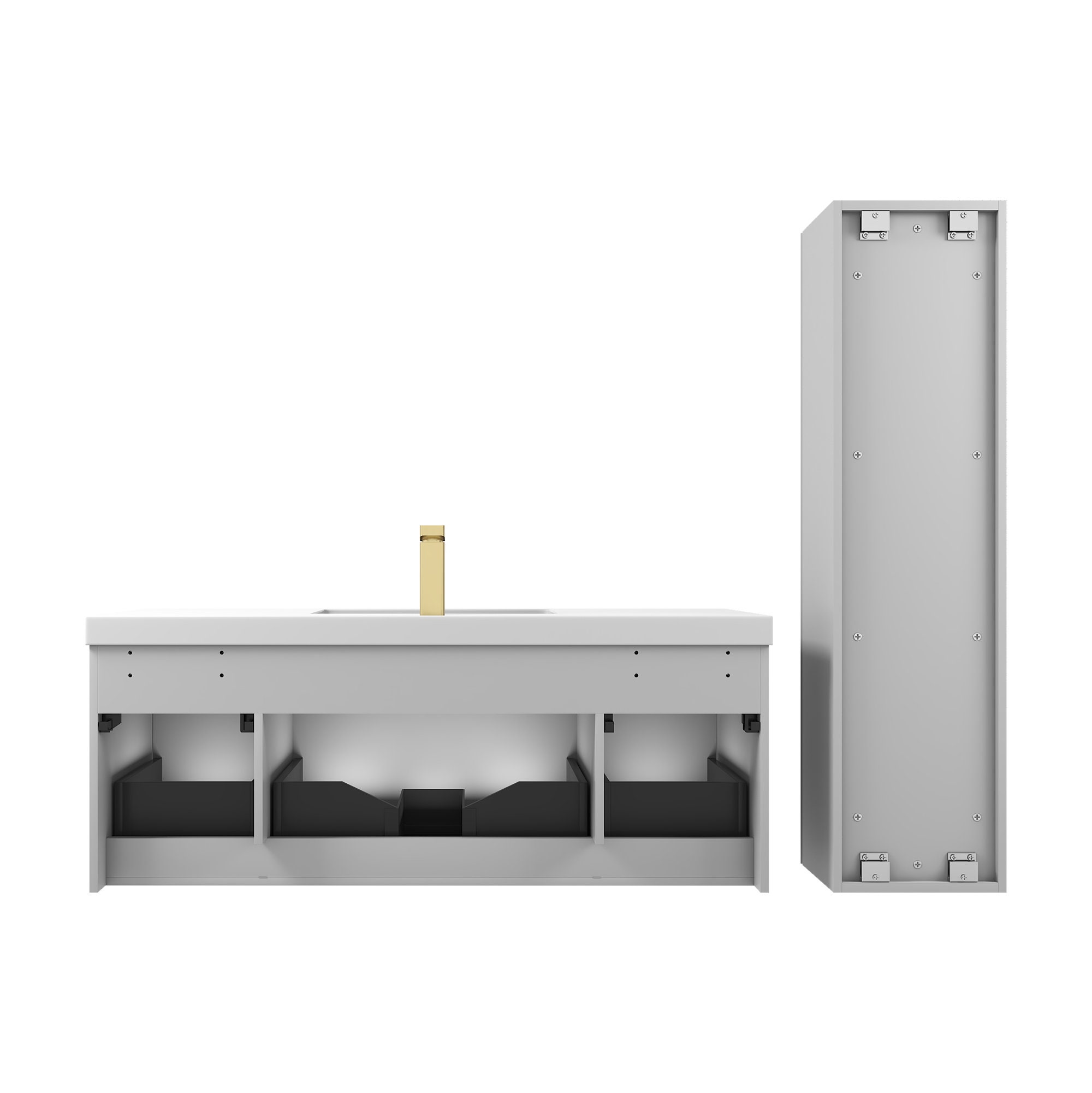 48 Inch Floating Bathroom Vanity With Single Sink & Two Side Wall Mounted Vanity Etsy