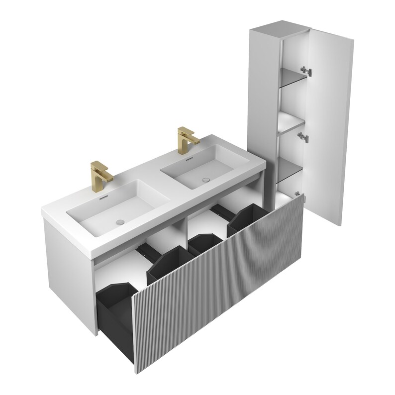 48 Inch Floating Bathroom Vanity With Double Sinks & Two Side Etsy