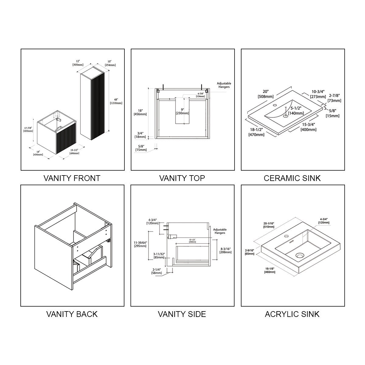 20 Inch Floating Bathroom Vanity With Sink, Wall Mounted Vanity - Etsy