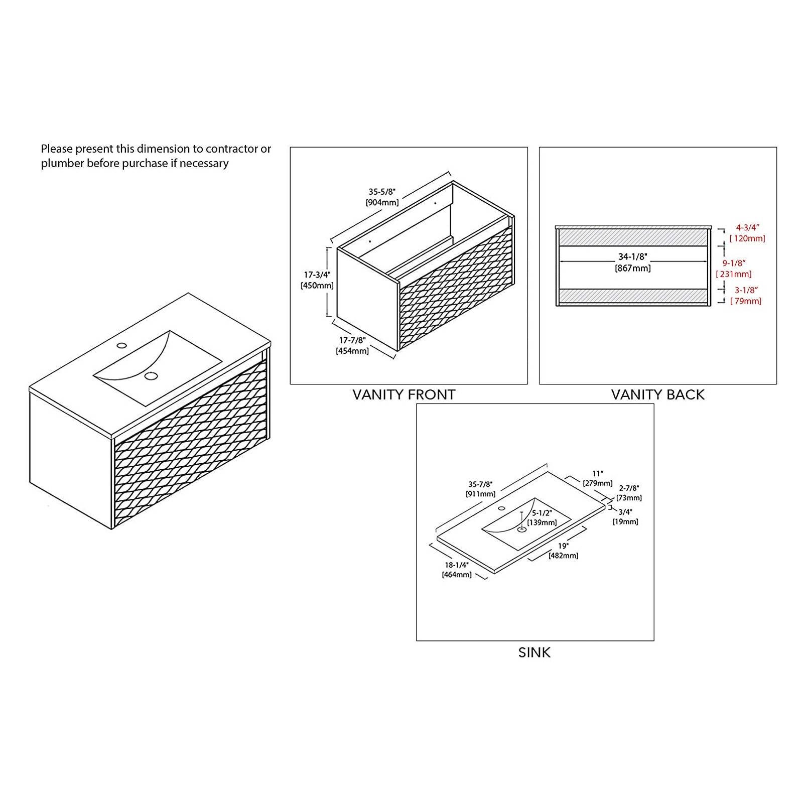 All Wood 36 Inch Bathroom Vanity With Ceramic Sink Etsy