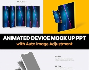 Modèle de maquette de périphérique puissant | Réglage automatique de l'image ET diapositives de présentation Powerpoint entièrement animées | Compilation complète des appareils