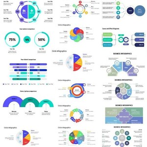 Peut inclure: Un ensemble de mod&egrave;les d'infographies pour les pr&eacute;sentations d'entreprise. Les mod&egrave;les pr&eacute;sentent des diagrammes circulaires, des comparaisons &agrave; deux options, des comparaisons &agrave; trois options et des diagrammes de cause &agrave; effet. Les diagrammes sont color&eacute;s et visuellement attrayants, et ils peuvent &ecirc;tre utilis&eacute;s pour pr&eacute;senter des donn&eacute;es, des id&eacute;es et des processus de mani&egrave;re claire et concise.