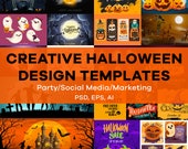 Customisable Best Halloween Templates | 140 Design for Event Poster Flyer Social Media Event Ticket Party Invitation | PSD, EPS, AI