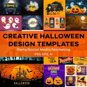 Anpassbare Beste Halloween-Vorlagen | 140 Design für Event Poster Flyer Social Media Event Ticket Party Einladung | PSD, EPS, AI