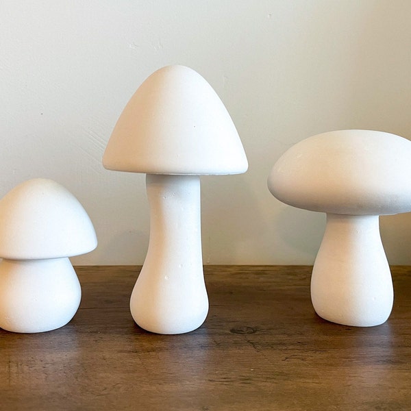 Mushrooms | Set of 3 | Mix & Match | Ready To Paint | Hand-Casted Plaster