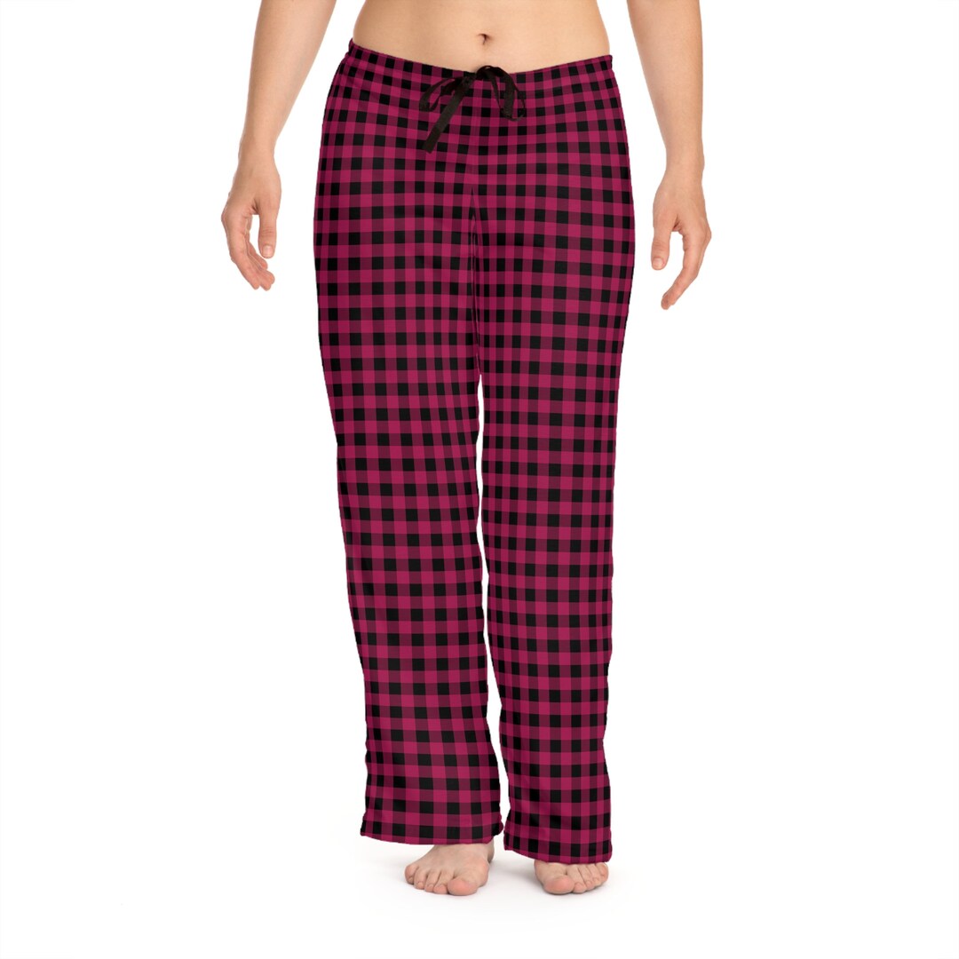 Hot Pink Plaid Pajama Pants Women's Pajama Pants Plaid Etsy