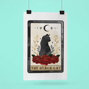 Art des cartes de tarot | Black Cat Art | Tirages d’art de cartes de tarot | Décor de chat noir | Carte de Tarot Black Cat | Affiche de carte de tarot | Tirages de cartes de tarot