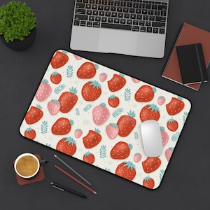 Cute Desk Mat Strawberry Desk Mat Fruit Print Desk Mat Nature Desk Mat Desk Mat for Women Simple Desk Mat Aesthetic Desk Mat