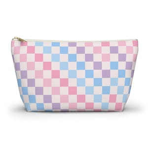 Checkered Makeup Bag Light Pink Makeup Bag Cute Makeup Bag Makeup Bag for Teens Light Blue Makeup Bag Small Makeup Bag Eye Makeup Bag