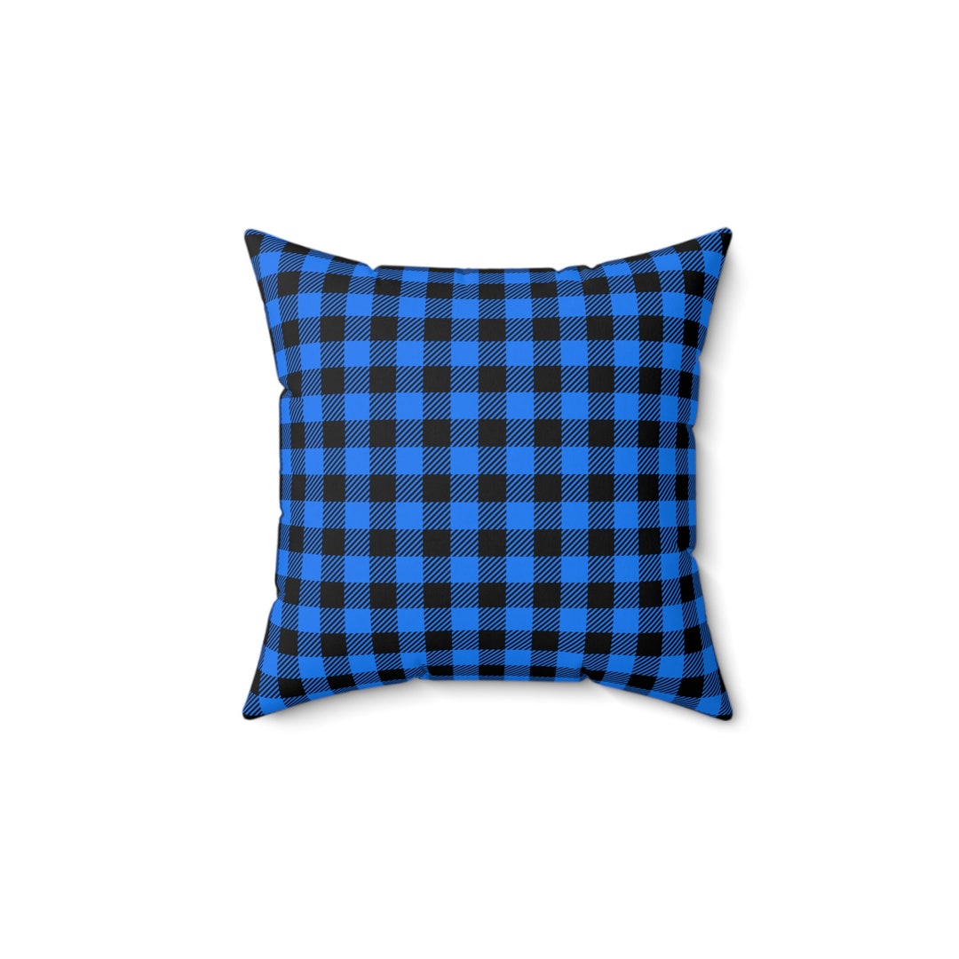 Blue Buffalo Plaid Throw Pillow Square Throw Pillow Buffalo Etsy