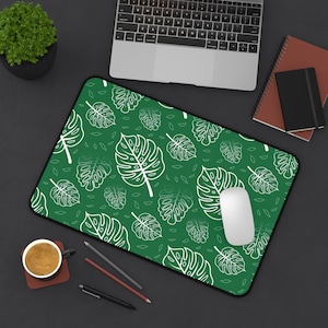 Green Desk Mat Plant Desk Mat Desk Mat Green Nature Desk Mat Desk Mat for Women Simple Desk Mat Aesthetic Desk Mat Monstera Desk Mat