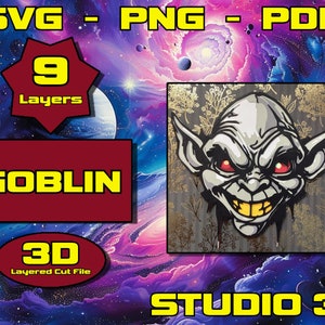 Goblin, 3D Mandala svg, Multilayer Panel for Laser Cutting, layered SVG files for CNC router Laser or Cricut