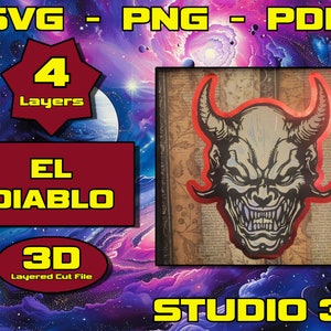 El Diablo, 3D Mandala svg, Multilayer Panel for Laser Cutting, layered SVG files for CNC router Laser or Cricut