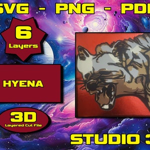 Hyena 3D Mandala svg, Multilayer Panel for Laser Cutting, layered SVG files for CNC router Laser or Cricut