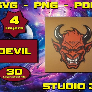 Diablo, 3D Mandala svg, Panel multicapa para corte por láser, archivos SVG en capas para enrutador CNC Láser o Cricut