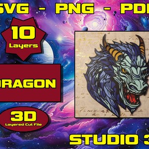 Draak, 3D Mandala SVG, meerlaags paneel voor lasersnijden, gelaagde SVG-bestanden voor CNC-router laser of Cricut
