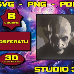 Nosferatu Vampire 3D Mandala svg, Multilayer Panel for Laser Cutting, layered SVG files for CNC router Laser or Cricut