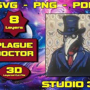 Plague Doctor, 3D Mandala svg, Multilayer Panel for Laser Cutting, layered SVG files for CNC router Laser or Cricut