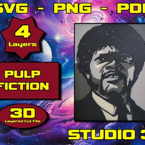 Jules from Pulp Fiction 3D Mandala svg, Multilayer Panel for Laser Cutting, layered SVG files for CNC router Laser or Cricut